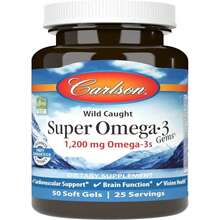 Carlson - Super Omega-3 Gems, 1200 Mg Omega-3s, Wild Caught, Sustainably Sourced, 50 Soft Gels - Flavor NameA - 查看 1