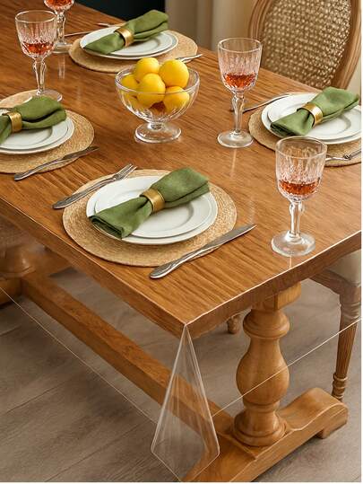 Toalha de Mesa Transparente em PVC Impermeável – 4, 6, 8 e 10 Lugares