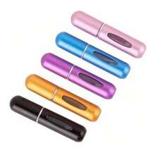 1 pieza Botella atomizadora de perfume recargable de aluminio de 5ml, envase de muestra cosmética de tamaño portátil para viajes, diseño a prueba de fugas, conveniente para viajes, viajes de negocios, uso diario, recargable para perfume o tónico, boquilla de pulverización única para una niebla uniforme