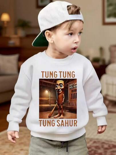 Sudadera informal de cuello redondo con estampado gráfico para niño pequeño, otoño/invierno