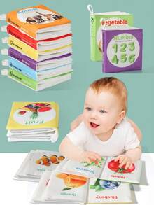 6pcs Newborn Early Education Cloth Books Set - 0-6 Months Baby Waterproof Tear-Resistant Cognitive Toys, 6 Themes Crinkle Paper Grab Training, Milestone Gift For Newborn, Christmas/Halloween/Thanksgiving Holiday Gift