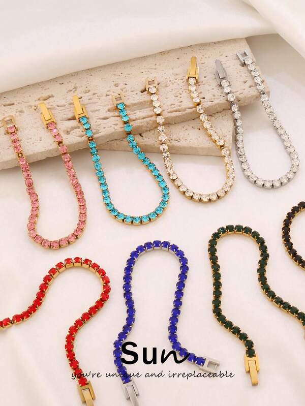 1 szt. 4 mm stal nierdzewna bransoletka tenisowa dla kobiet hip-hop męska kolorowe kryształowe cyrkonie bransoletki biżuteria