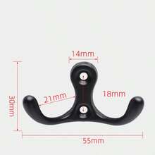 黑色墙钩，金属衣钩，墙装隔断配件，复古双钩，重型门钩，适用于悬挂毛巾、帽子、钥匙、橱柜、包包等。 - 黑色 - 查看 4