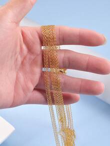 10pcs Versatile Thin Chain Set, 04 Cross Chain With Pendant For DIY Handmade Jewelry - Yellow Gold - View 4