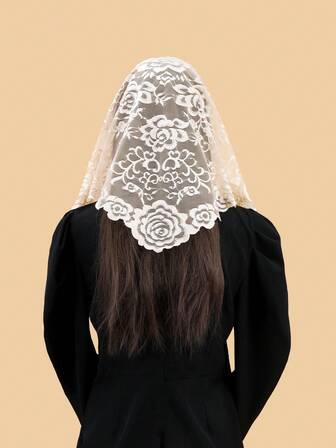 1pc Paisley Pattern Boho Polyester Chiffon Lace Trim Fashion Scarf, Versatile Sun Shawl, Suitable For All Seasons For Dress