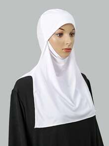 1 pieza Velo facial con capucha de unicolor para mujer, hijab musulmán de alta calidad y transpirable, máscara facial multifuncional de protección solar adecuada para abaya