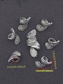 8/20/50 件,珠宝制作垫片。16 毫米复古羽毛形垫片珠,带有雕刻纹理的古银锌合金装饰珠,用于 DIY 耳环、项链、手链和其他珠宝配饰制作。珠子,珠宝制作用珠子,珠宝制作用品,垫片珠,手链珠,手链珠,饰物,珠子垫片。生日派对、万圣节、圣诞节装饰、成人工艺品用品 - 彩色 - 查看 3