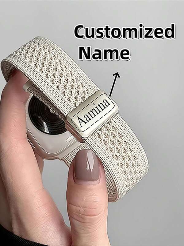 1PC Personalized Custom Watch Straps Fashion Nylon Knit Breathable Strap For Apple Watch 49mm 46mm 45mm 44mm 42mm 41mm 40mm 38mm Magnetic Nylon Knit Strap, Compatible With IWatch 10/9/7/6/5/4/3/2/1/SE Ultra/Ultra2 Magnetic Knit Watch Bands. Suitable For Men And Women As A Casual Everyday Replacement Wristband.Accessories Women,Watch,Boyfriend Gifts,Customizable Things,