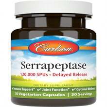 Carlson - Serrapeptase, 120000 SPUs - Delayed Release, Immune Support, Joint Function &Amp; Optimal Wellness, 30 Vegetarian Capsules - Trắng - Xem 1
