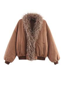 Chaqueta de mujer para otoño e invierno con cuello largo y abrigo acolchado