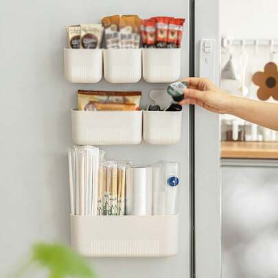 1 件磁性收纳盒，冰箱磁铁悬挂式收纳盒，多用途收纳盒，无需钻孔