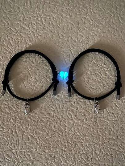 ATLVXJL 2件套夜光友谊/爱情伞绳手链套装，休闲配饰，适合日常佩戴和节日礼物