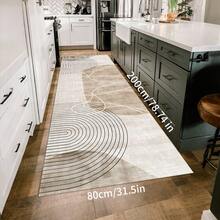 1pc Modern Minimalist Abstract Print Soft Polyester Rug, Waterproof Bent Crafted, Suitable For Bedroom, Porch, Indoor, Reversible As Bedroom Floor Mat - Multicolor - View 8