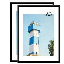 1pc/2pcs Metal Photo Frame, Aluminum Frame, Suitable For Wall Or Desktop Display, Poster, Art Painting, Minimalist & Fashionable Aluminum Alloy Frame, Suitable For Home Living Room, Bedroom, Office Decor, Sizes Include Gold, Silver, Black Aluminum Frames, 30X40cm/A3/A4