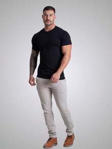 Men's Basic T-Shirt Egyptian Cotton Premium Slim Fit Shirt - 黑色 - 查看 4