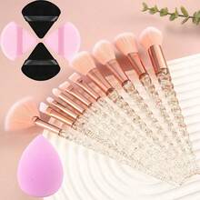 15支/14支/5支化妆刷套装 - 10支化妆刷 + 1个水滴形美妆蛋 + 4个三角形美妆蛋，快速上妆不结块，精选高密度仿生纤维，蓬松细腻，柔软亲肤，适用于液体、膏状、粉状等各种底妆产品，打造完美妆容，方便旅行和补妆，日常必备，可用于眼影和矿物粉。化妆刷套装，化妆刷套装，化妆刷套装，全套化妆刷，化妆刷套装，全套化妆工具，化妆刷套装，化妆刷套装，化妆礼盒套装 - 彩色 - 查看 9