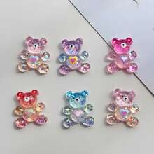 10 件混合透明果冻熊平背剪贴簿贴纸，用于制作耳环、发饰、珠宝、树脂工艺品装饰贴纸 - 彩色 - 查看 4