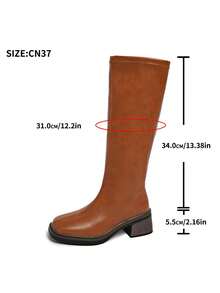 Giày bốt cao đến đầu gối, đế giữa, kiểu dáng tối giản và đa năng dành cho nữ, thu/đông 2025 - màu nâu - Xem 9
