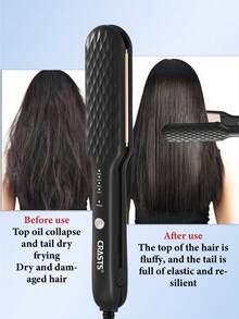 CRASTS 专业直发卷发器带显示屏，两用沙龙发型设计工具，直发器适用于刘海和内卷，无损伤 - 英規插(220-240V) - 查看 7