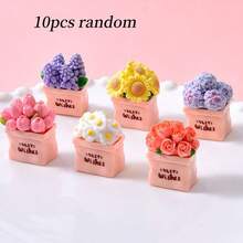 Ramo floral realista en miniatura, flores de rosa, flores de caléndula, decoración de escritorio de paisaje micro, regalo, accesorios de decoración DIY, adorno de coche lindo, decoración de escritorio, accesorios de resina DIY, decoración de casa de muñecas, regalo pequeño creativo, regalo de cumpleaños, regalo de Pascua, decoración de Pascua - Multicolor - Ver 16