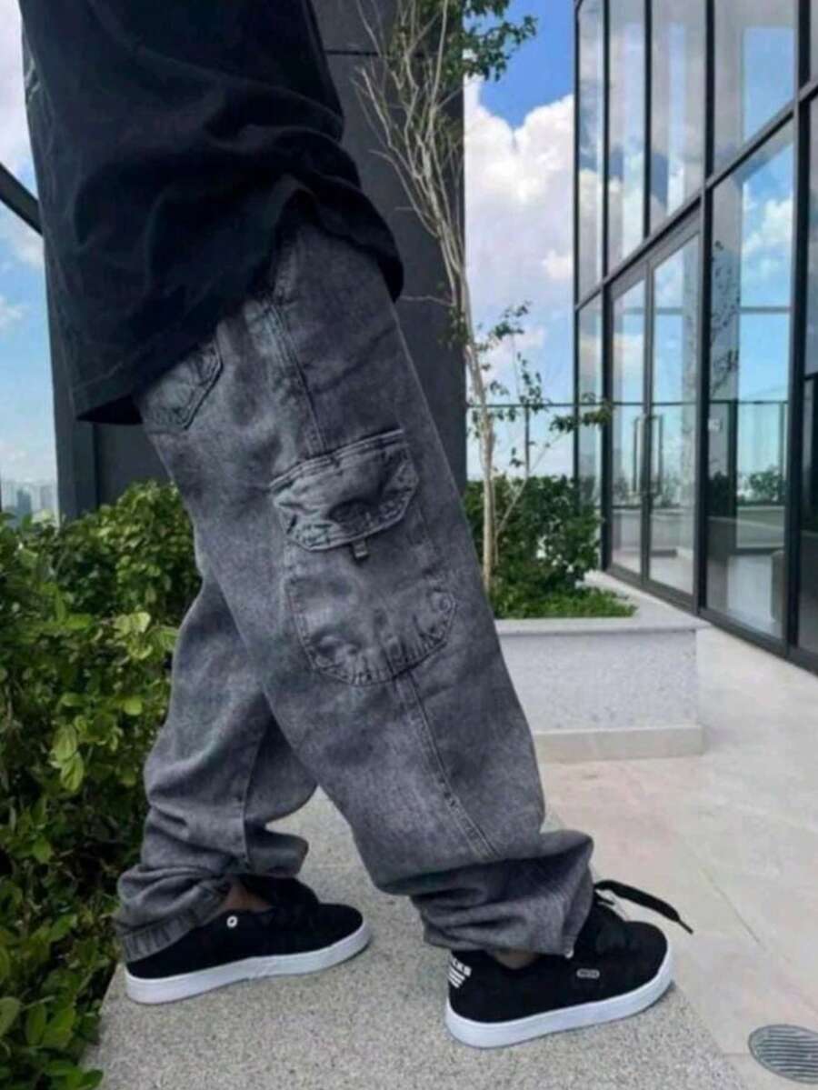 Dazzling Men's Large Plus Size Cargo Pants With Style And Comfort - 石墨 - 查看 1