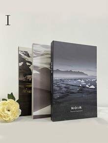 3Pcs Minimalist Faux Book Set, Black White Decorative Books For Home Decor, Hotel Villa Bookshelf Desk Display Prop - Multicolor - View 8