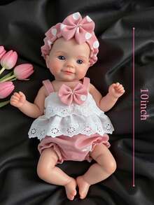 10 Zoll vollständiger Körper aus massivem Silikon, Süß Maddie Reborn Puppe, lebensecht als Neugeborenes Mädchen, für Kinder Weihnachtsgeschenke (anatomisch korrekt) - Silikonpuppe - Übersicht 2