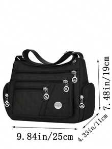 女士包，新款中年女士包，尼龙帆布包，单肩斜挎包，休闲百搭 - 黑色 - 查看 2