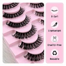 20 对 D 卷全条睫毛蓬松浓密假睫毛可重复使用仿貂皮睫毛条状睫毛、睫毛、睫毛、假睫毛 - 黑色 - 查看 7