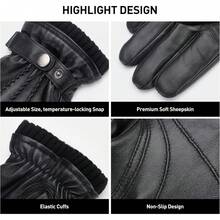 ¡RecomendadoBISON DENIM Guantes de piel de oveja para hombre, guantes de invierno cálidos con forro de cachemira, guantes de motocicleta de conducción¡Top de Temporada - Marrón - Ver 5