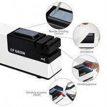 CFGROW Afilador de cuchillos electrico versatil 4 en 1 profesional con abrasivos de diamante y control de angulo de precision para cuchillos de borde recto de cocina en el hogar tijeras uso domestico y profesional para mantenimiento rapido y eficiente de herramientas afiladas - Blanco - Ver 3