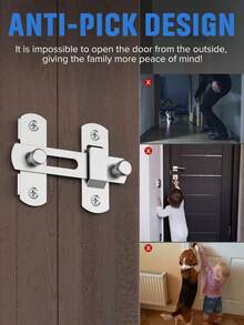 1Pc Stainless Steel Barn Door Lock Set - 180° Flip Sliding Latch For Garage, Bathroom, Pet Doors & Windows, Locks