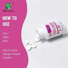 Wins Town Compound Collagen Tablet Candy, 6000mg Collagen Per Serving, Support Healthy Bones, Skin, Hair, Nails, 60 Tablets - 白色的 - 查看 7
