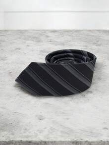 Luxury Men's Skinny Ties Polyester Silk Solid Polka Dot Striped Check Skinny Jacquard Groomsman Tie - 灰色 - 查看 3