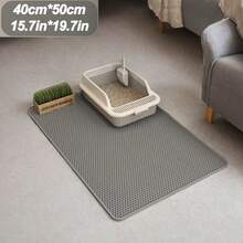 One Extra-Large Double-Layer EVA Cat Litter Mat Effectively Collects Litter, Easily Cleans, Reduced Waste, A Non-Slip, Washable Cat Cleaning Mat Suitable For Pet Toilets, Kennels, And Litter Boxes (Black, Light Gray, And Dark Gray, Essential For Litter Box Storage) (15.7" X 19.7" / 19.7" X 27.5" / 23.6" X 35.4") - Dark Grey - View 8