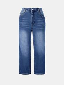 Women's Gradient Color Pocket Casual Fashion Straight Leg Jeans