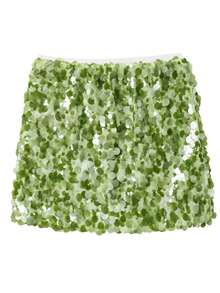 性感亮片迷你裙女时尚迷你裙派对俱乐部酒吧闪亮女士短裙女式短裙 - 綠色 - 查看 4