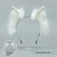 猫耳头箍卡哇伊狐狸耳洛丽塔角色扮演头饰日式蓬松发饰可调节耳朵JK角色扮演头饰 - 彩色 - 查看 3