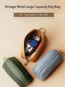 Estuche de llaves talla grande vendido en 2025 - Funda universal para llaves de coche de gran capacidad y minimalista, específica para mujeres, pequeña y linda, de cuero (opcional PU y cuero genuino) para cartera de mujer, mini cartera, monedero