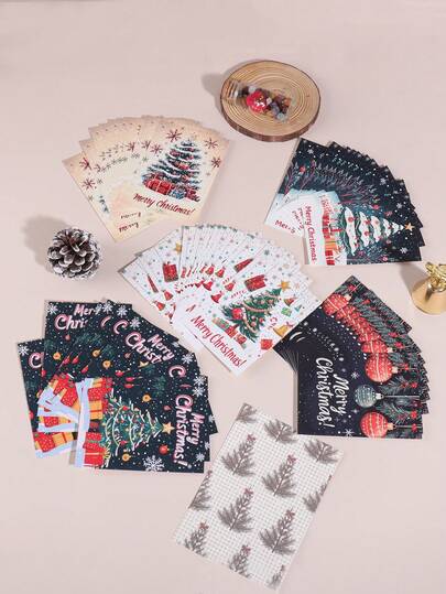 10 张/包创意圣诞快乐图案圣诞贺卡，不同圣诞图案精美贺卡，家庭祝福卡，派对邀请卡，圣诞装饰，送给朋友的圣诞礼物