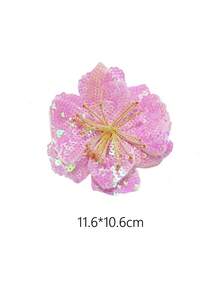 1pc Sequin Flower Patch With Pearl Decor - Vibrant Sew-On Applique, Suitable For DIY Jacket/Bag, Playful Fashion Accessory - As Photo - View 5