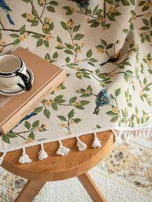 1 件复古花卉和鸟类提花窗帘，涤纶房间窗帘，客厅窗帘，厨房窗帘，杆袋窗帘，适用于厨房和各种房间 - 无配件，可机洗，秋季装饰，四季皆宜 - 彩色 - 查看 16