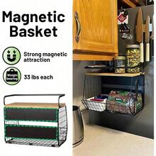 Magnetic Shelf For Fridge With Wood Lid Fruit Potato And Onion Storage Bins Pantry Organizers And Storage Large Container Magnetic Spice Rack For Refrigerator Kitchen Counter Cabinet 1 Silver