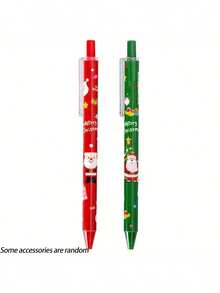 1set/1pc Randomly Colored Mixed Color Christmas Gift Pens - Lightweight, Pointed, Plastic Material, Neutral Design, Suitable For Stationery And Gifts, Birthday Gifts, Educational Purposes