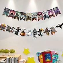 hoojojo 20 Peças/Conjunto Bandeiras Decorativas de Halloween, Conjunto de Banners Penduráveis, Banners de Festa com Tema de Halloween, Decorações Vintage, Presentes de Halloween, Decoração de Parede de Sala de Aula e Corredor Escolar, Lembrancinhas de Festa, Festa de Escritório, Decoração de Lareira, Adequado para Reuniões Familiares, Decoração de Sala de Aula e Decoração de Escritório