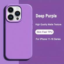 Large Hole Skin Like Liquid TPU Soft Phone Case, Resistant To Dirt And Stains, Suitable For IPhone 11, 12, 13, 14, 15, 16 Plus Pro Promax/DKFGFYT - Màu tím - Xem 1