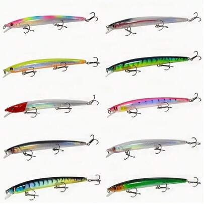 1pc Minnow Fishing Lure Hard Plastic Artificial Lifelike Fish Bait, Suitable For Saltwater And Freshwater Fishing Of Bass, Sunfish, Etc., Outdoor Fishing Gear Set, Size: 13.5cm/5.3in, Weight: 15.5g