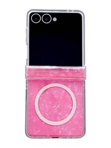 奢华闪光激光极光贝壳图案磁吸无线充电壳兼容三星 Z Flip6 7 Z Flip 5 4 保险杠防震保护套