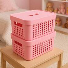 Kit 2 2-Liter Organizer Box With Lid LP House Multipurpose Resistant Exclusive Design - Rosa - Ver 9