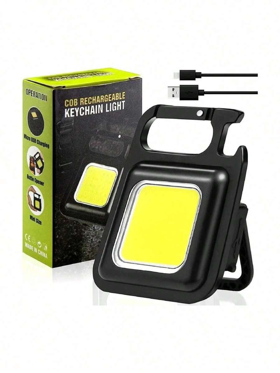 Mini Linterna Led Llavero, lámpara De Mano Recargable Usb - Negro - Ver 1